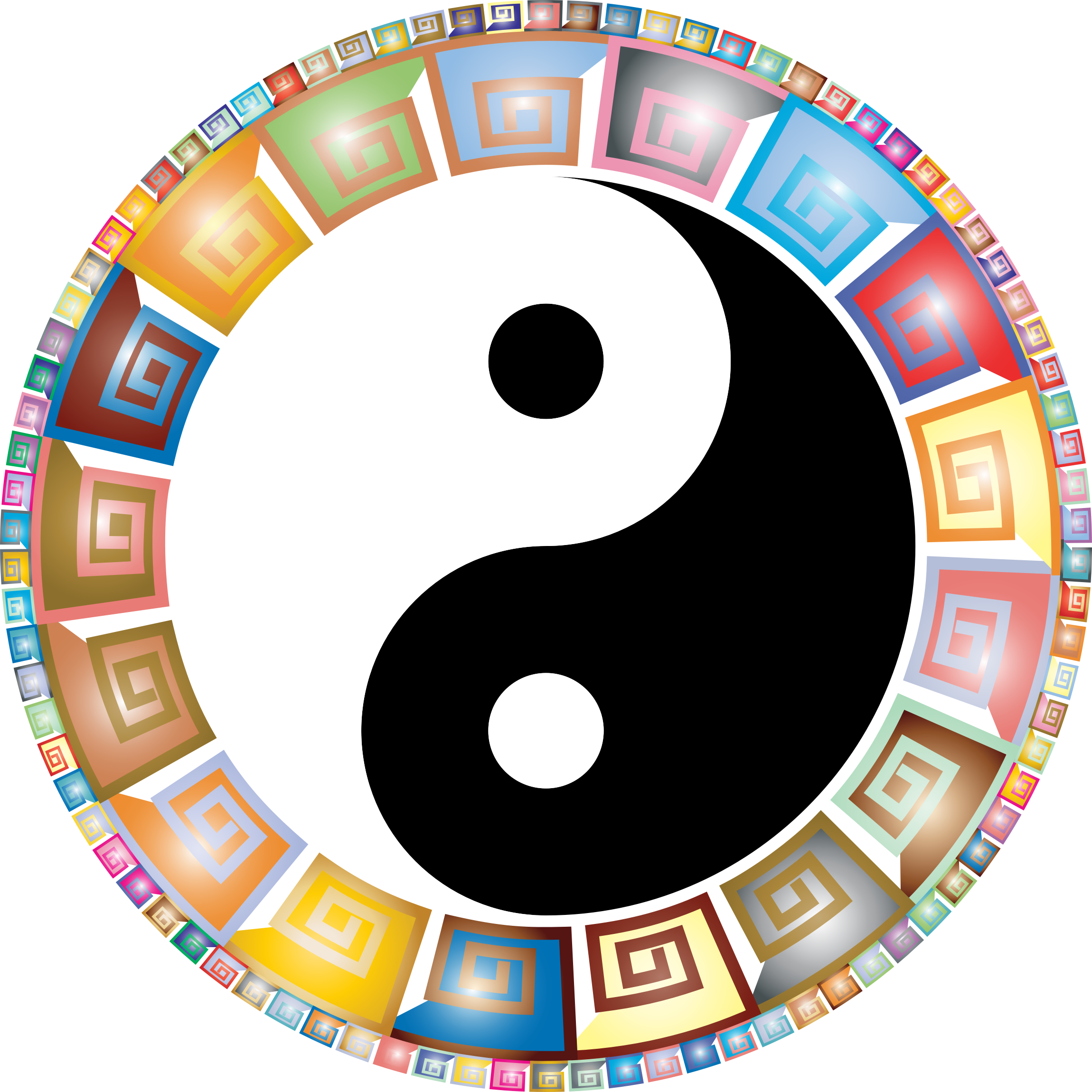 Yin And Yang Spoonflower China Qi Martial Arts - Color Lined Yin & Yang Color Lined Yin & Yang (750x750), Png Download