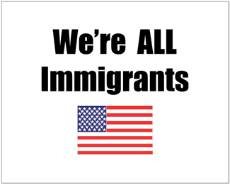 In America, Almost Everybody Has An Immigration Story - We're All Immigrants Rectangle Sticker (350x350), Png Download