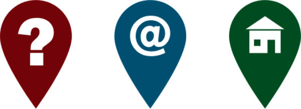 Icon Question Mark And Email Sign And Home Icon Vector - Question Mark Location Png (600x217), Png Download