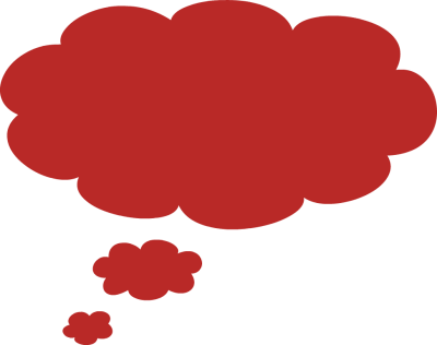 Cloud Shaped Th Thinking Bubble Png - Thought Bubble Red Png (400x316), Png Download