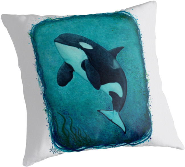 Throw Pillow • "the Matriarch" Watercolor Art Of Southern - Matriarch By Amber Marine ~ Orca / Killer Wh... Canvas (875x875), Png Download