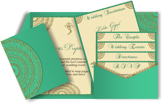 Luxury Gold Mandala Style E-wedding Invite With Lord - Marriage Invitation Card Models (670x447), Png Download