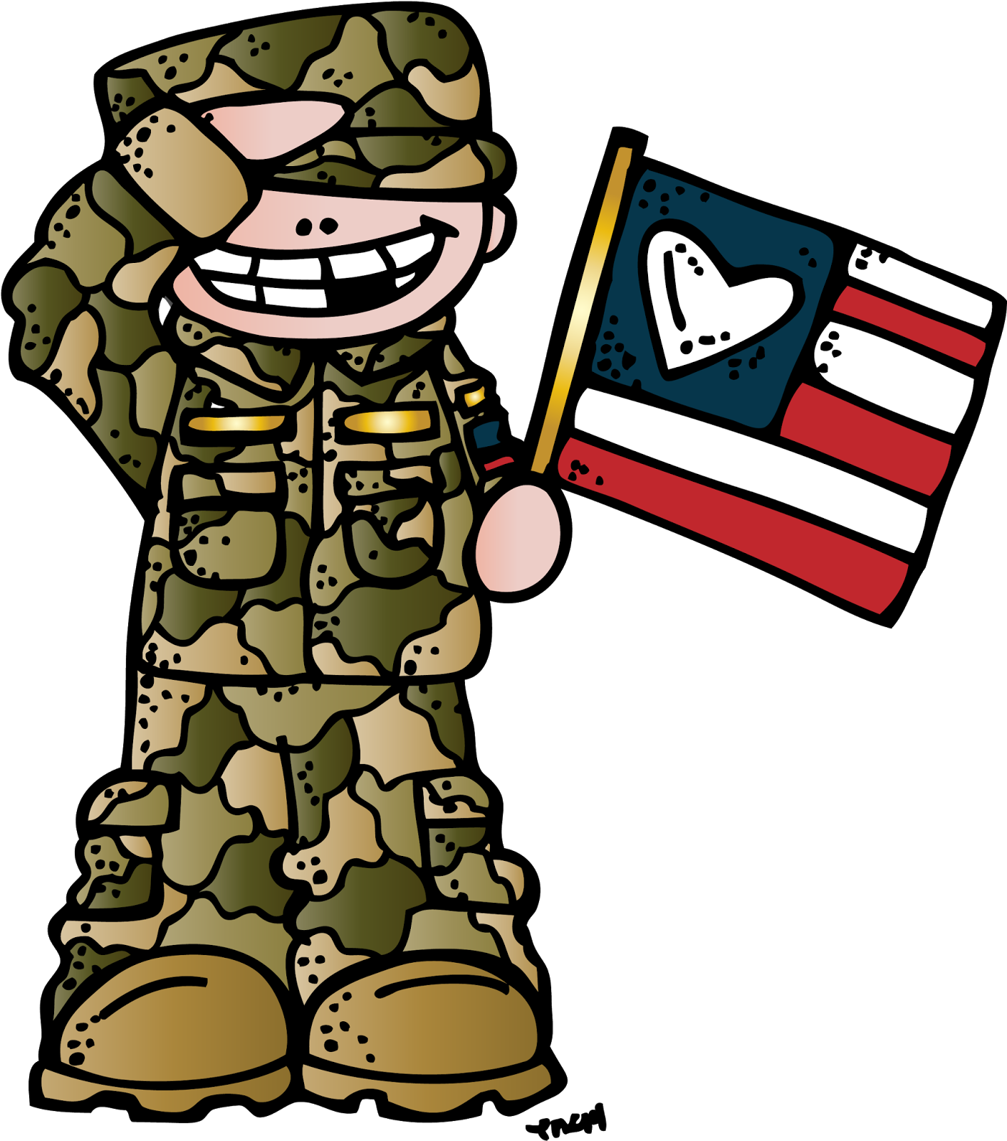 Soldier Clipart Memorial Day - Veterans Day Melonheadz (345x387), Png Download