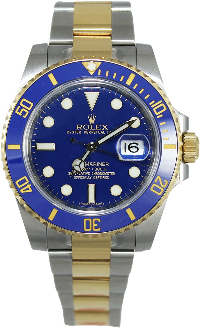 Rolex Submariner - Rolex Submariner Steel & 18k Yellow Gold Blue Ceramic (696x1200), Png Download