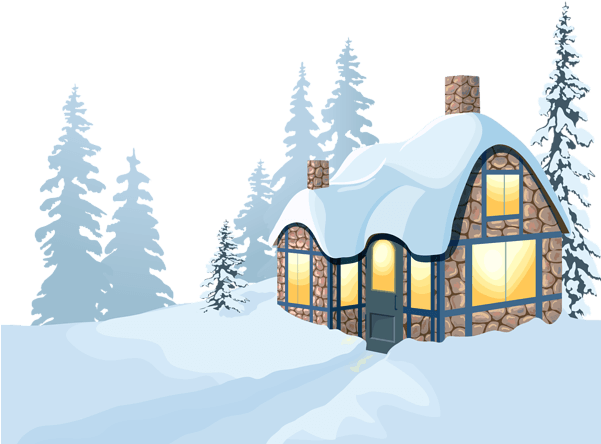 Winter House And Snow Png Clipart Image - Stock Illustration (600x457), Png Download