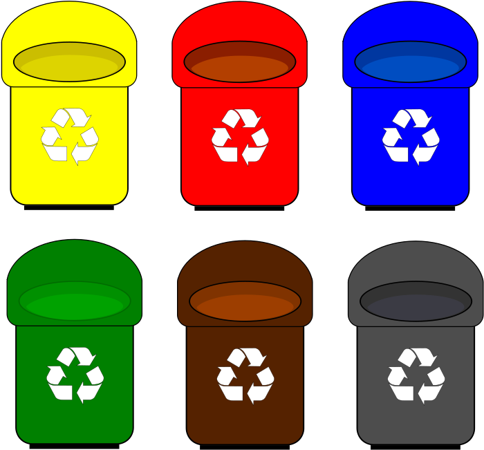 Trash Clipart Recycle Bin - Contenedores De Reciclaje Dibujos (800x751), Png Download