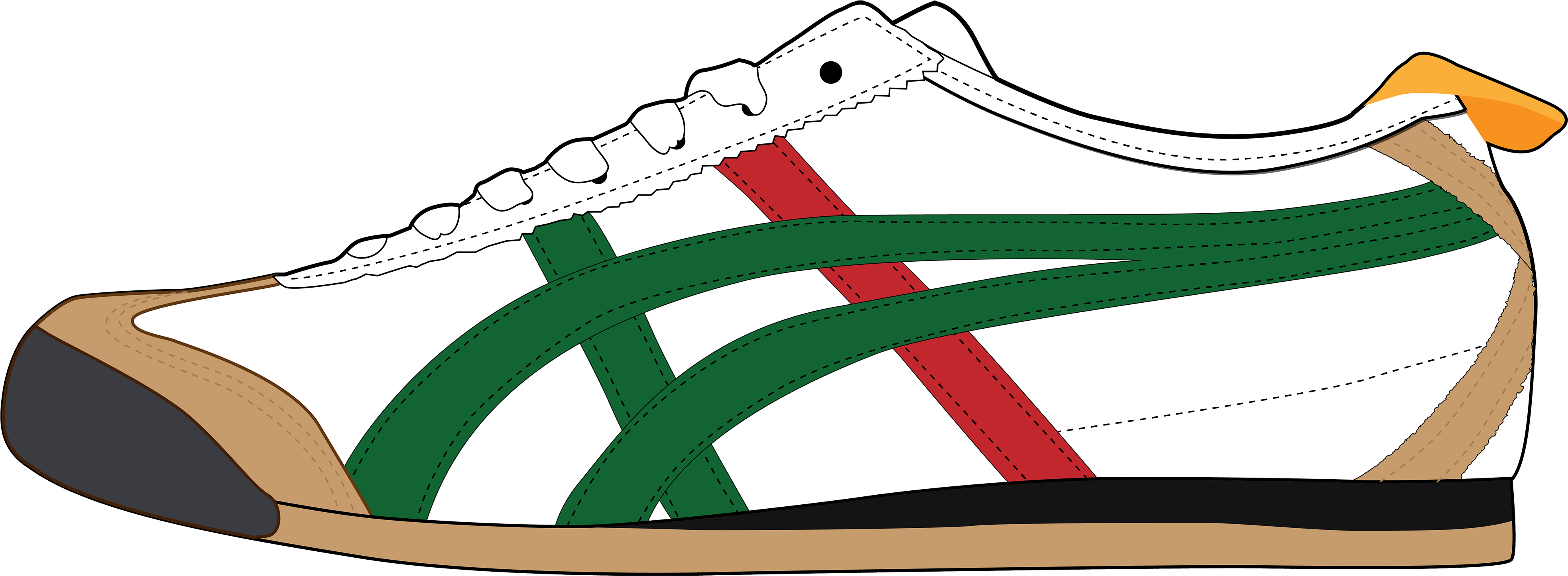 Men Sport Shoe Png Clipart - Onitsuka Tiger Mexico 66 (4000x1507), Png Download