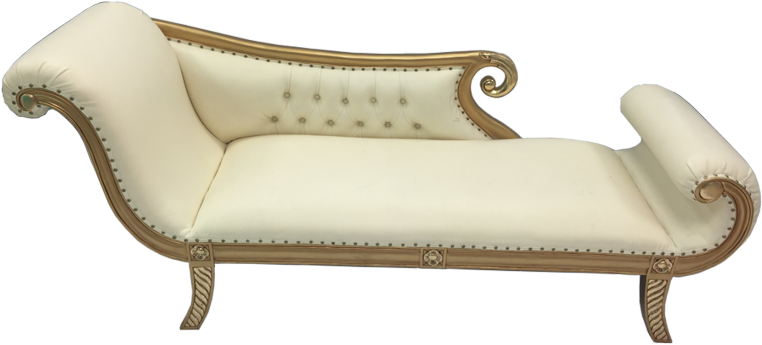 Gold And Cream Chaise - Chair (800x459), Png Download