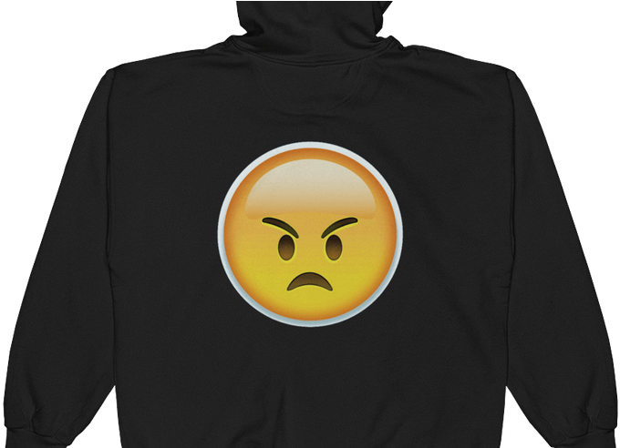 Emoji Zip Hoodie Angry Face Just Emoji - Hoodie (800x491), Png Download