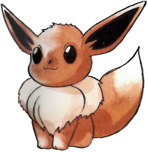 Eevee Pokemon Red And Green Official Art - Eevee Official Art (492x503), Png Download