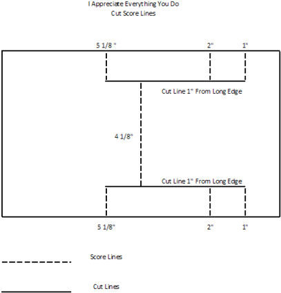 Score On Long Sides At 1”, 2”, 5 1/8” Do Not Cross - Diagram (430x456), Png Download