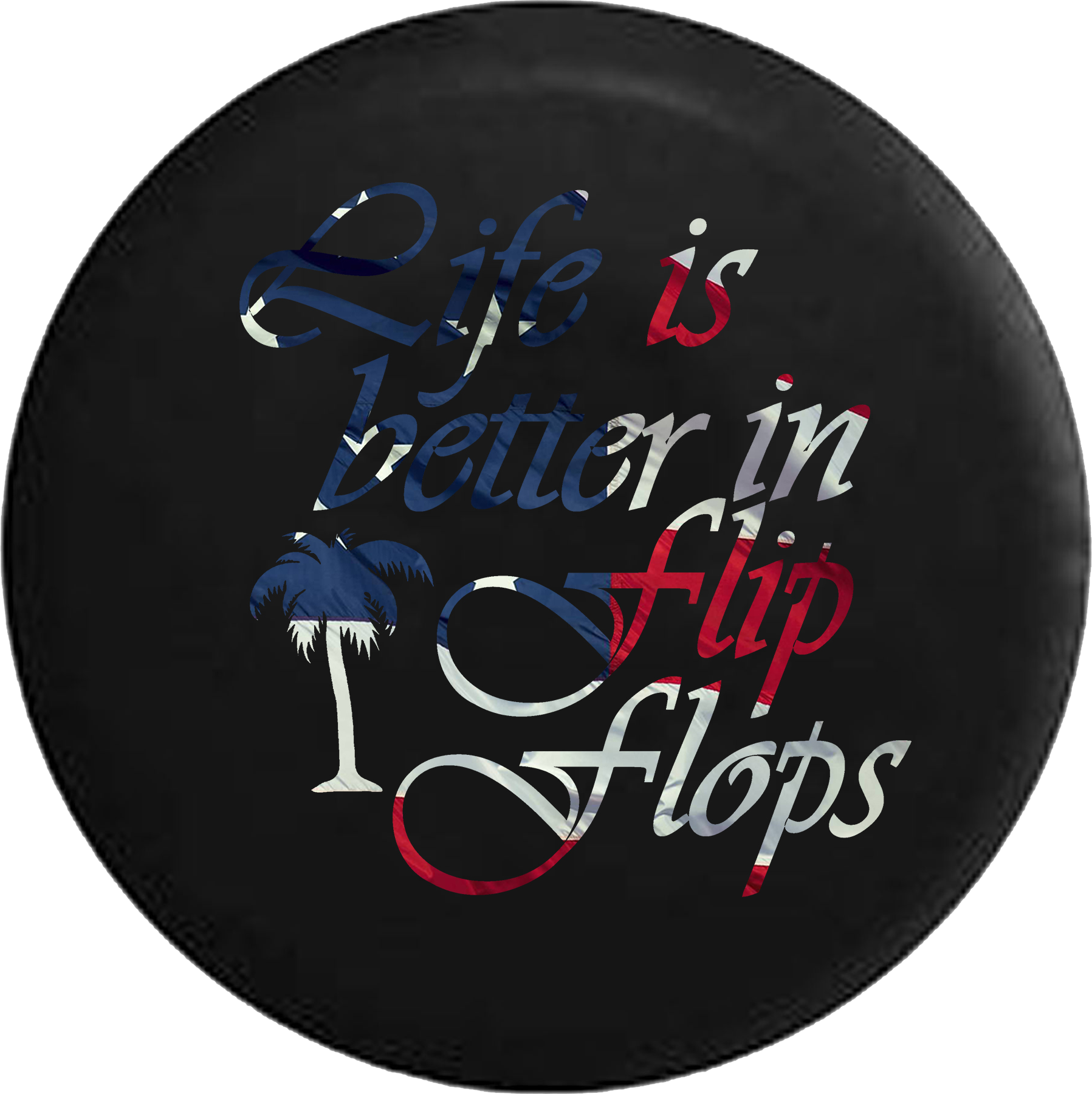 Life Is Better In Flip Flops Waving American Flag Palm - Calligraphy (1797x1800), Png Download