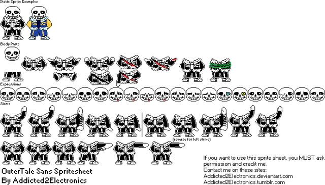 Outertale Sans Sprite Sheet By - Outertale Sans Sprite Sheet (640x366), Png Download