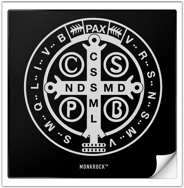 St Benedict Medal Holy Cross Sticker - Saint Benedict Cross Background (800x800), Png Download