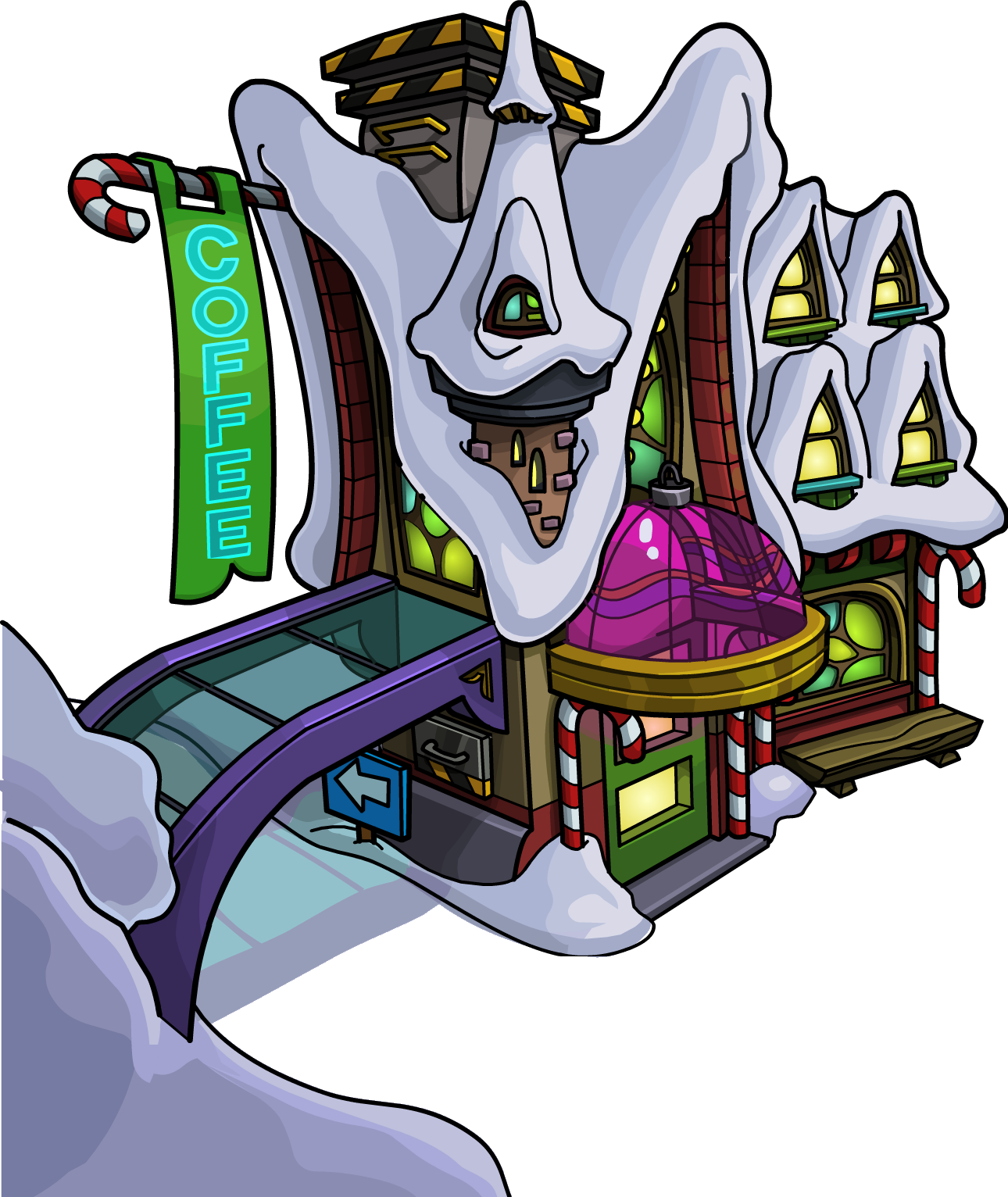 Coffee Shop Outside Holiday Party 2012 - Club Penguin Holiday Party (1290x1532), Png Download
