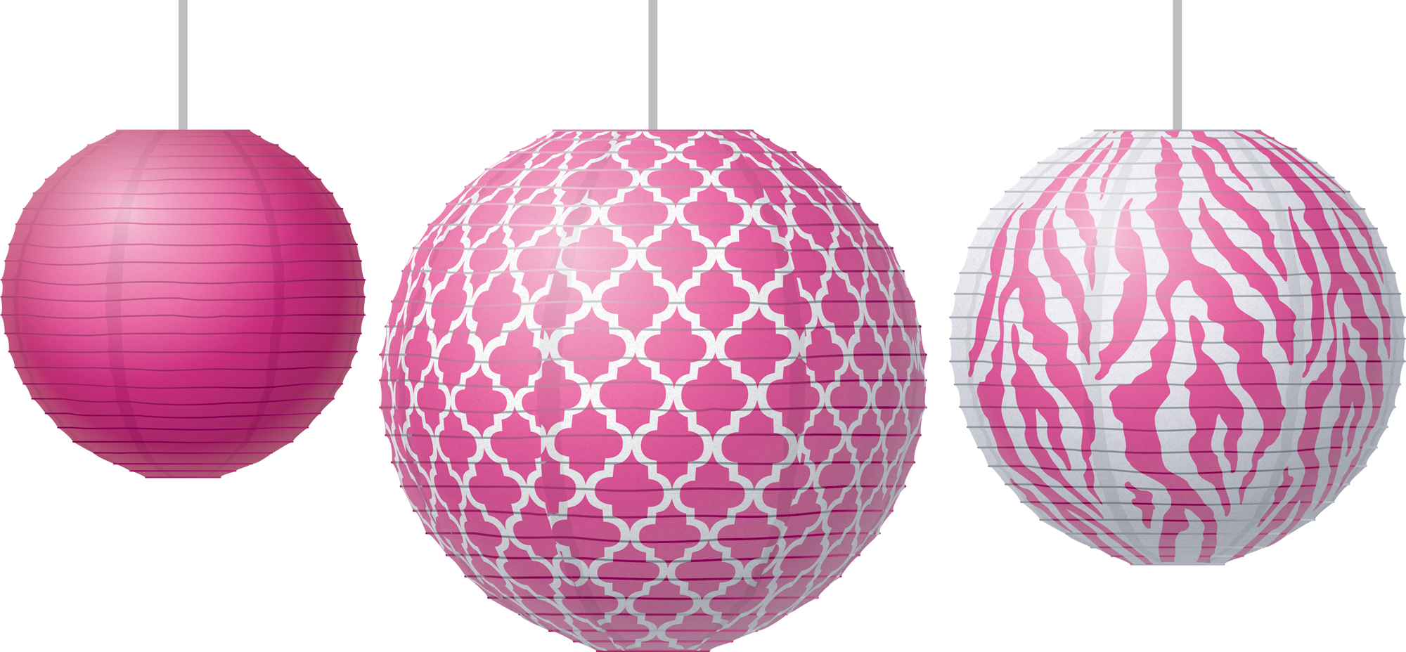 Big Bold Black-and-white Paper Lanterns (2000x928), Png Download