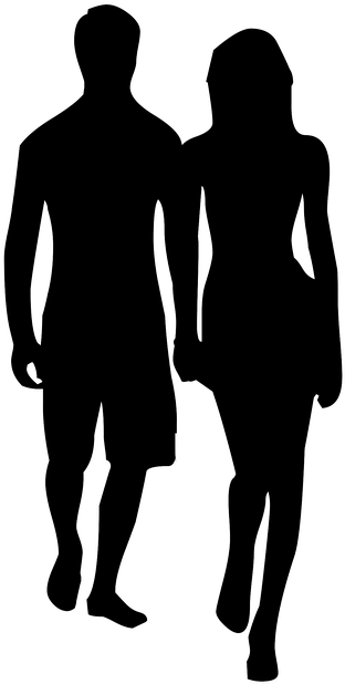 Couple - Couple Holding Hands Drawing (334x640), Png Download