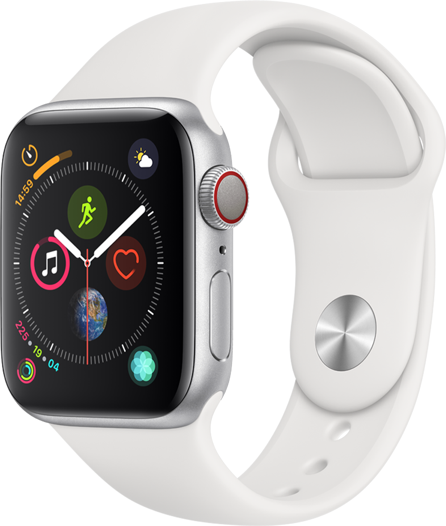 A Front View Of The Apple Watch Series 4 In Silver - Apple Watch Series 4 Gps (1800x1835), Png Download