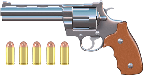 Revolver Y 5 Balas - Pistol (500x273), Png Download