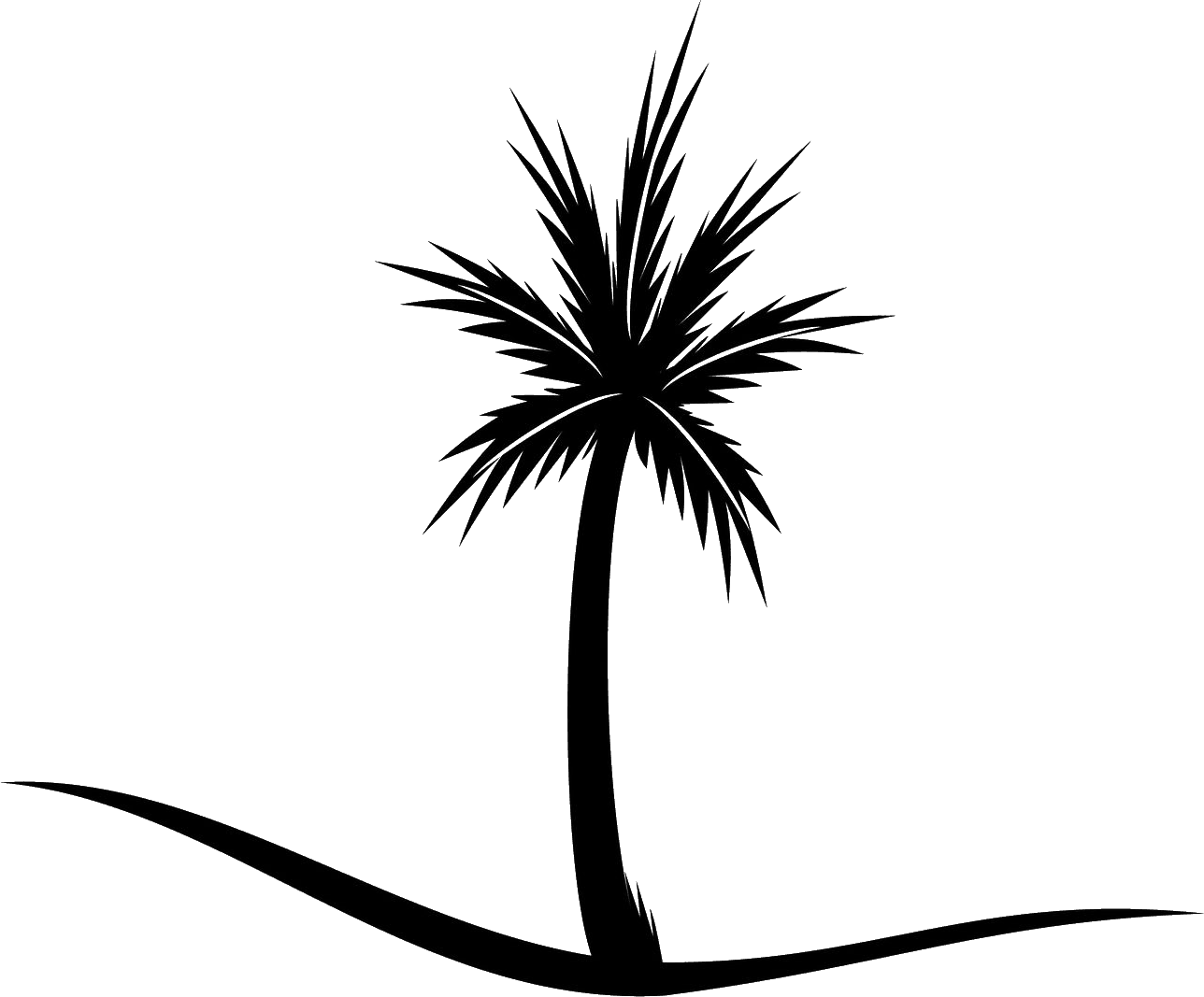 Black Palm Tree - Silhouette (1288x1067), Png Download