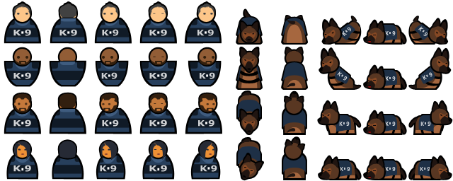 Doghandlerguarddog - Prison Architect Body Types (640x256), Png Download