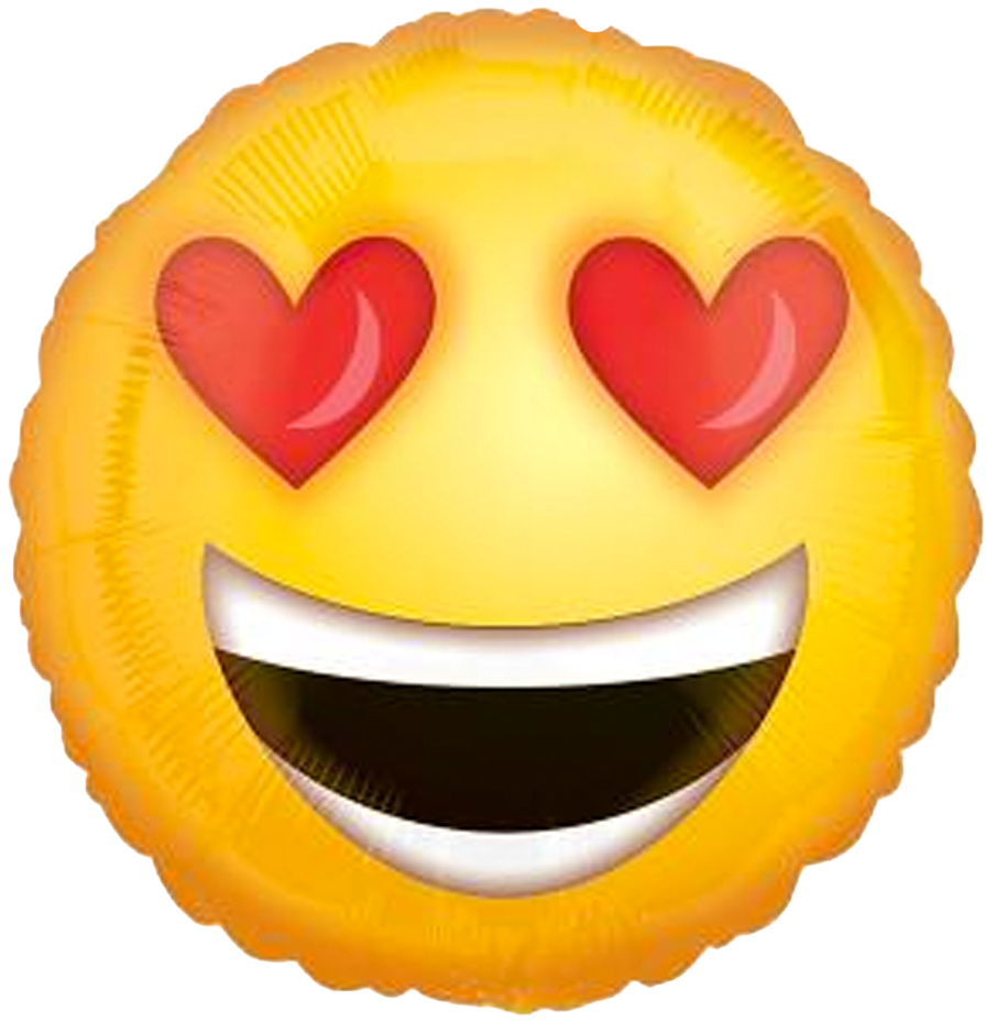 18" Emoticon Enamorado , Metalizado - Heart Eyes Smiley Valentine's Day Balloon (1000x1000), Png Download