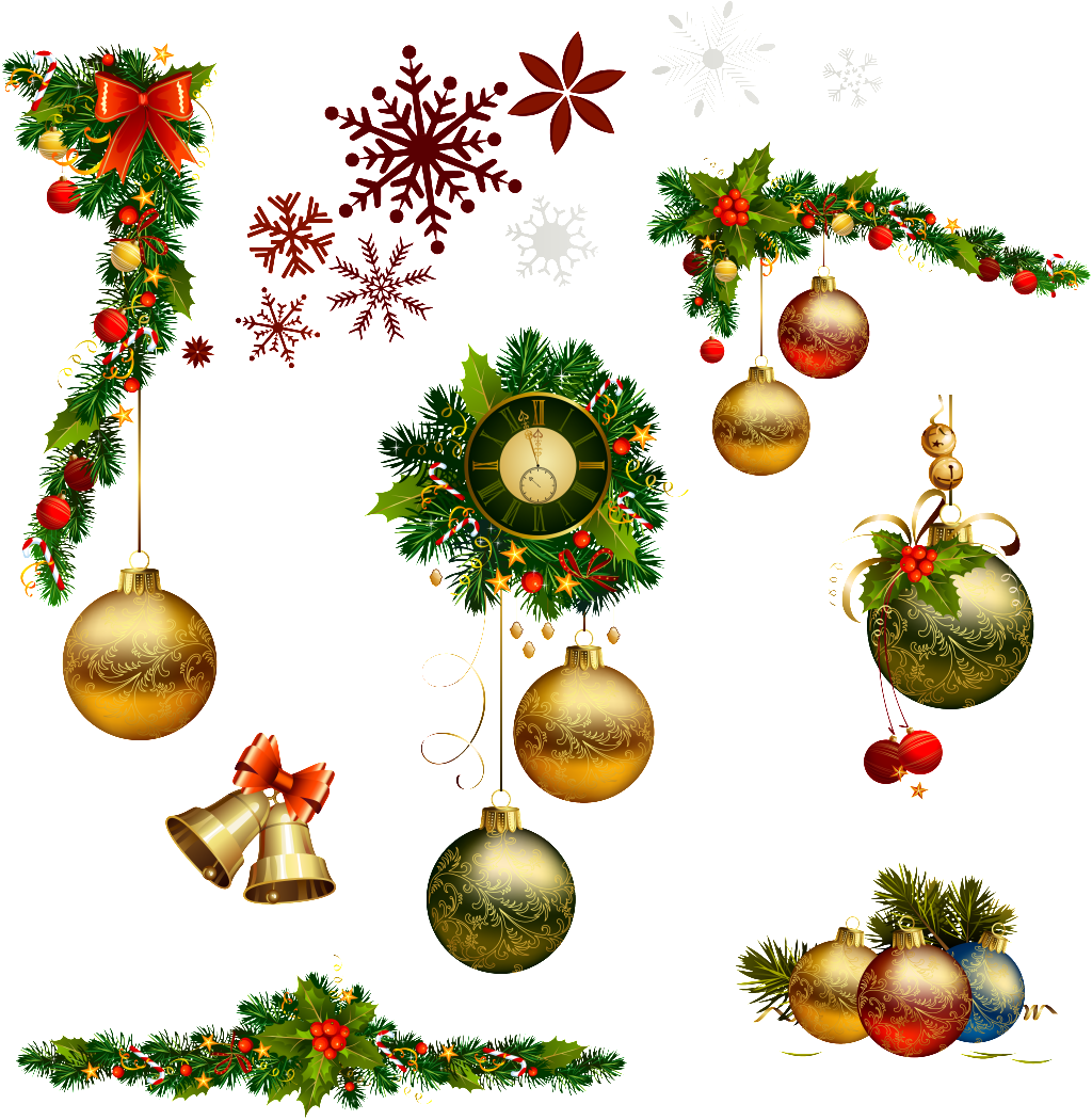 Christmas Decoration Round Ball Christmas Flower Transparent - Elements Christmas Free Png (1024x1050), Png Download