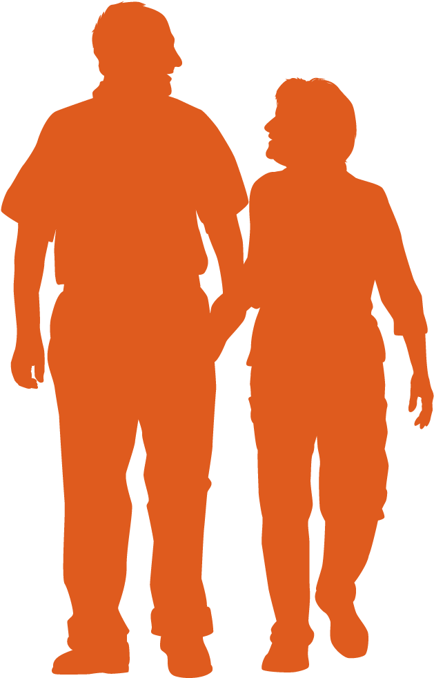 Old Couple Silhouette (991x991), Png Download