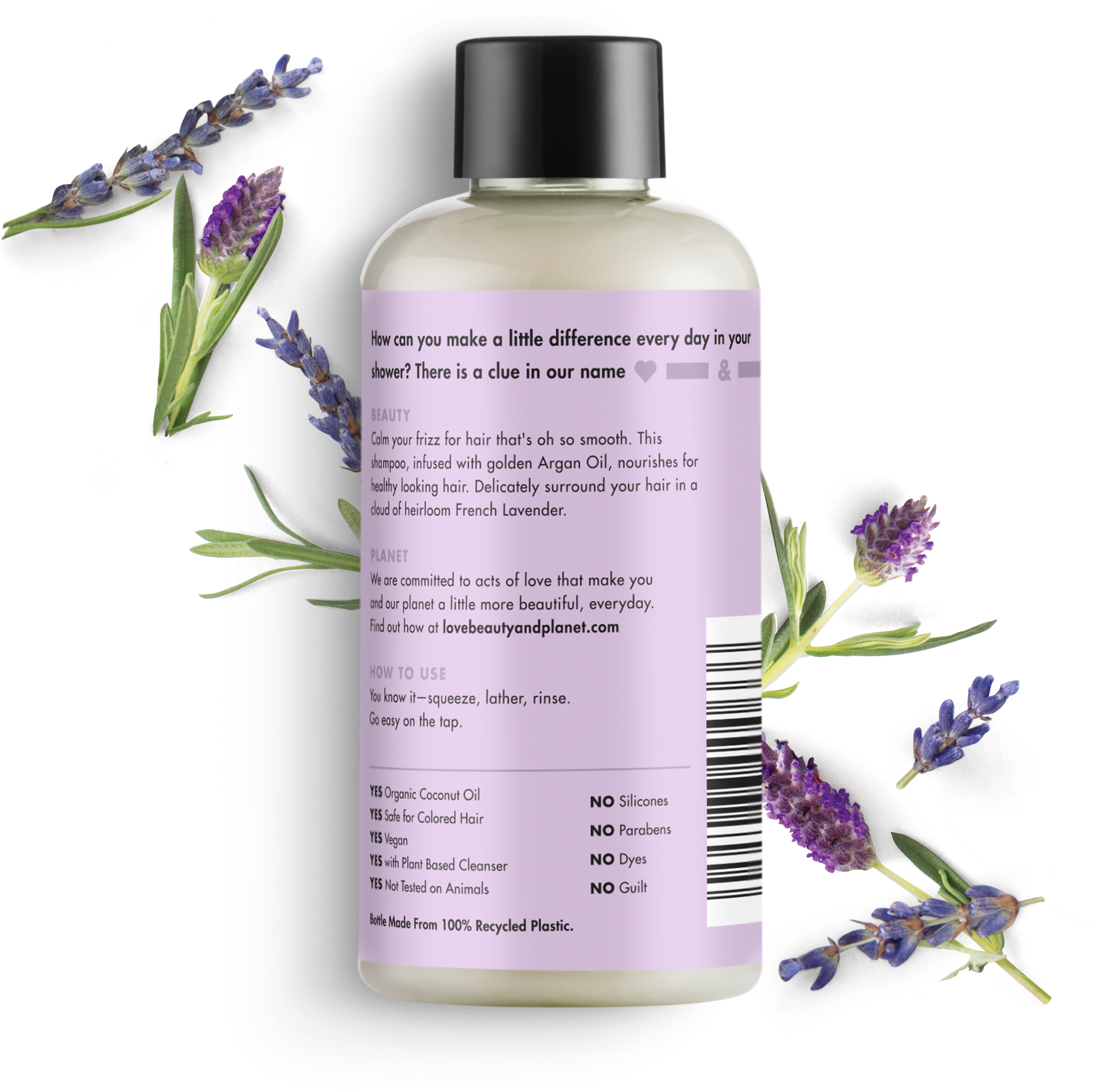 Love Beauty And Planet Argan Oil & Lavender Shampoo - Love Beauty And Planet Ingredients (5000x5000), Png Download