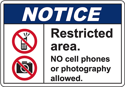 Notice No Cell Phones Or Photography Allowed Sign - All Visitors Must Report To Office Sign (400x400), Png Download