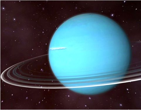 Many Moons And 10 Rings - Uranus Planet (480x558), Png Download