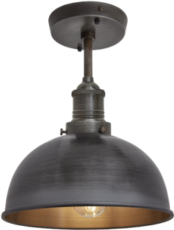 Brooklyn Ceiling Lights - Industville Br-gdfm8 Brooklyn Glass Dome Flush Mount (500x409), Png Download