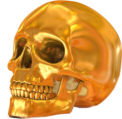 Skull Psd Via - Vietguild's Golden Skull Necklace Pendants Pewter Silver, (400x399), Png Download
