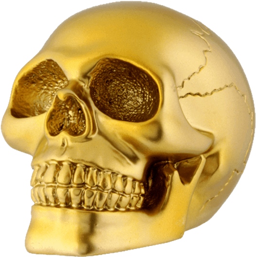 Small Gold Skull - Silver Skull Head Collectible Skeleton Decoration Statue (555x555), Png Download