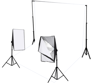 2 Head Continuous Softbox Studio Lighting With Studio - Photographic Studio (480x408), Png Download