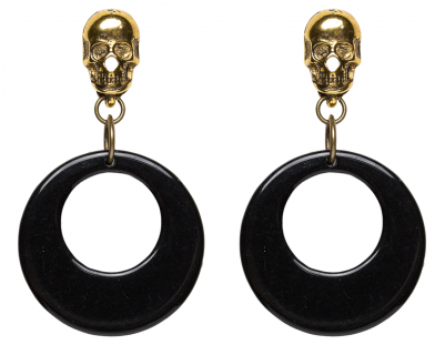 Luxulite Gold Skull Black Hoop Earrings - Earrings (400x400), Png Download