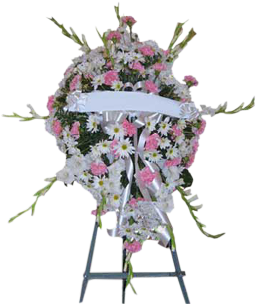 Pink & White With Banner - Bouquet (600x600), Png Download