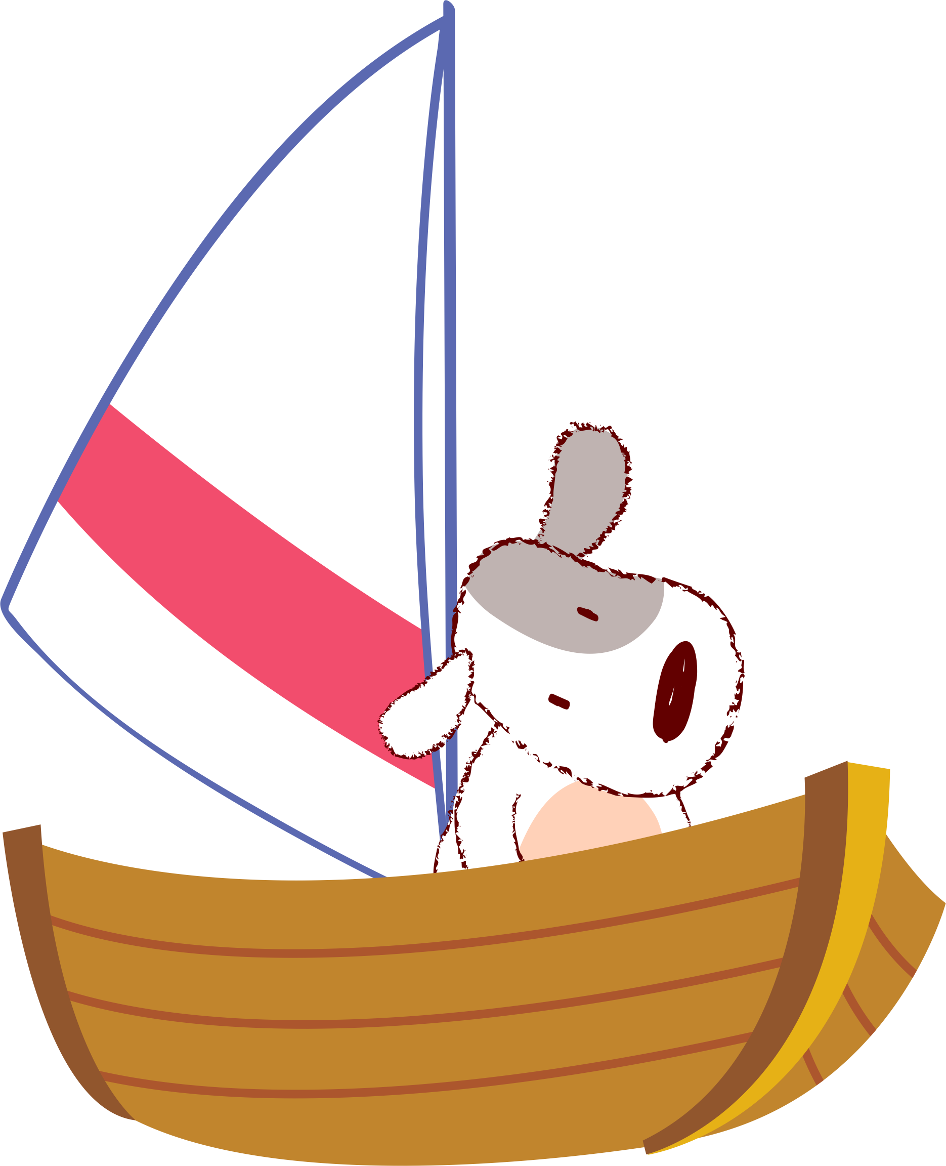 Dog On Sailboat Clipart - Dog On A Boat Clip Art (1870x2304), Png Download