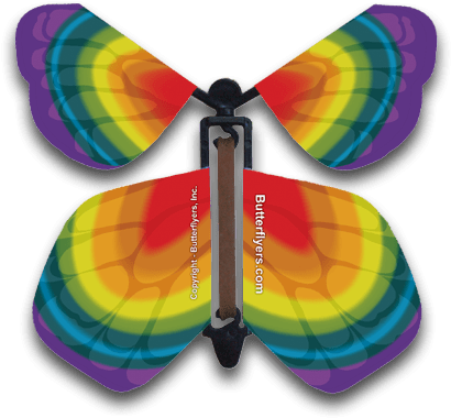 Tye Dye Rainbow Wind Up Flying Paper Butterfly For - Greeting Card (450x415), Png Download