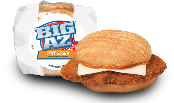 Big Az Spicy Chicken Sandwich With Cheese - Pierre Big Az Cheeseburger (576x376), Png Download