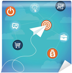 Vector Business Concept -flying Paper Plane Wall Mural - Airplane (400x400), Png Download