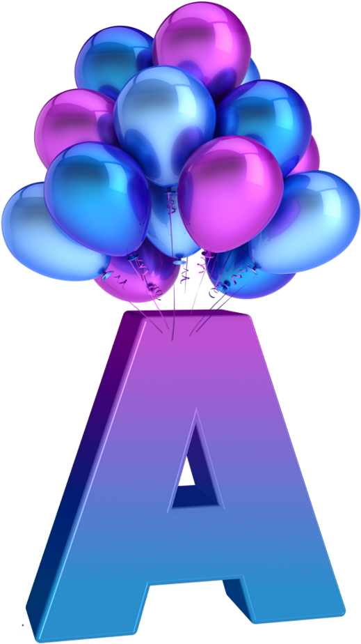 Alfabeto Decorativo Balão Png - Balloons Blue Purple (933x933), Png Download