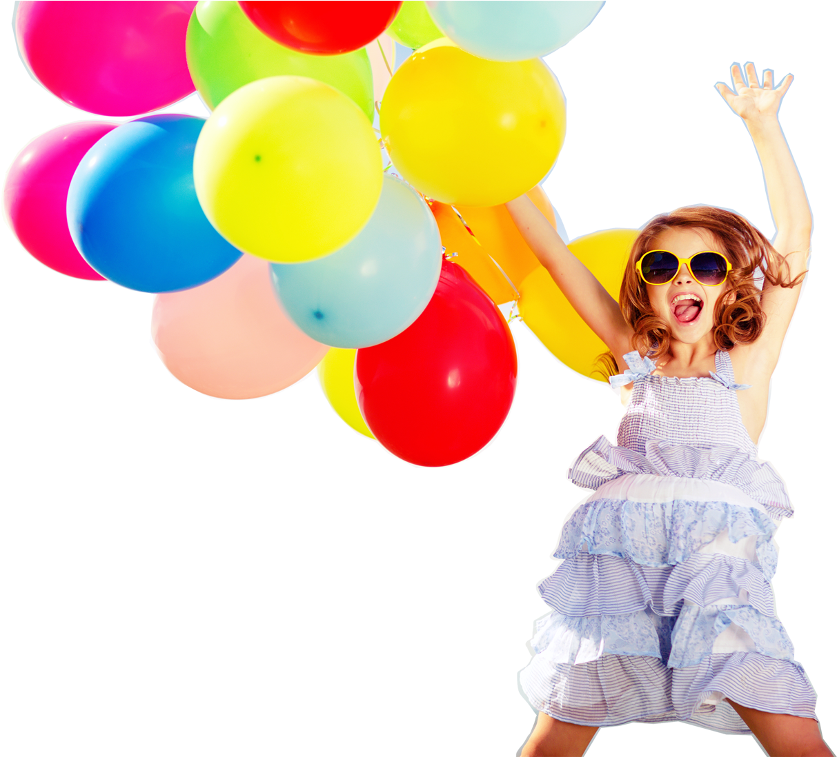 Rapariga Com Baloes - Celebration Girl (2000x1097), Png Download
