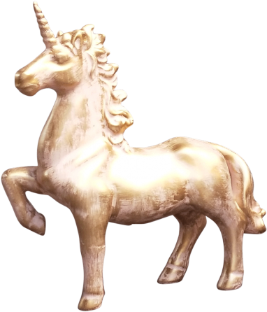 Faceted Unicorn Pink Gold Sml 24cm - Gold (500x500), Png Download