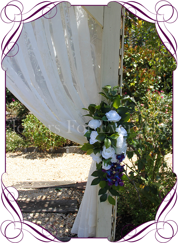 Silk Artificial Blue Galaxy Orchids, White Hydrangea - Bouquet (608x822), Png Download