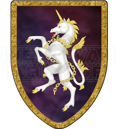 Unicorn On Purple Steel Battle Shield - British Flag With Crown (550x550), Png Download