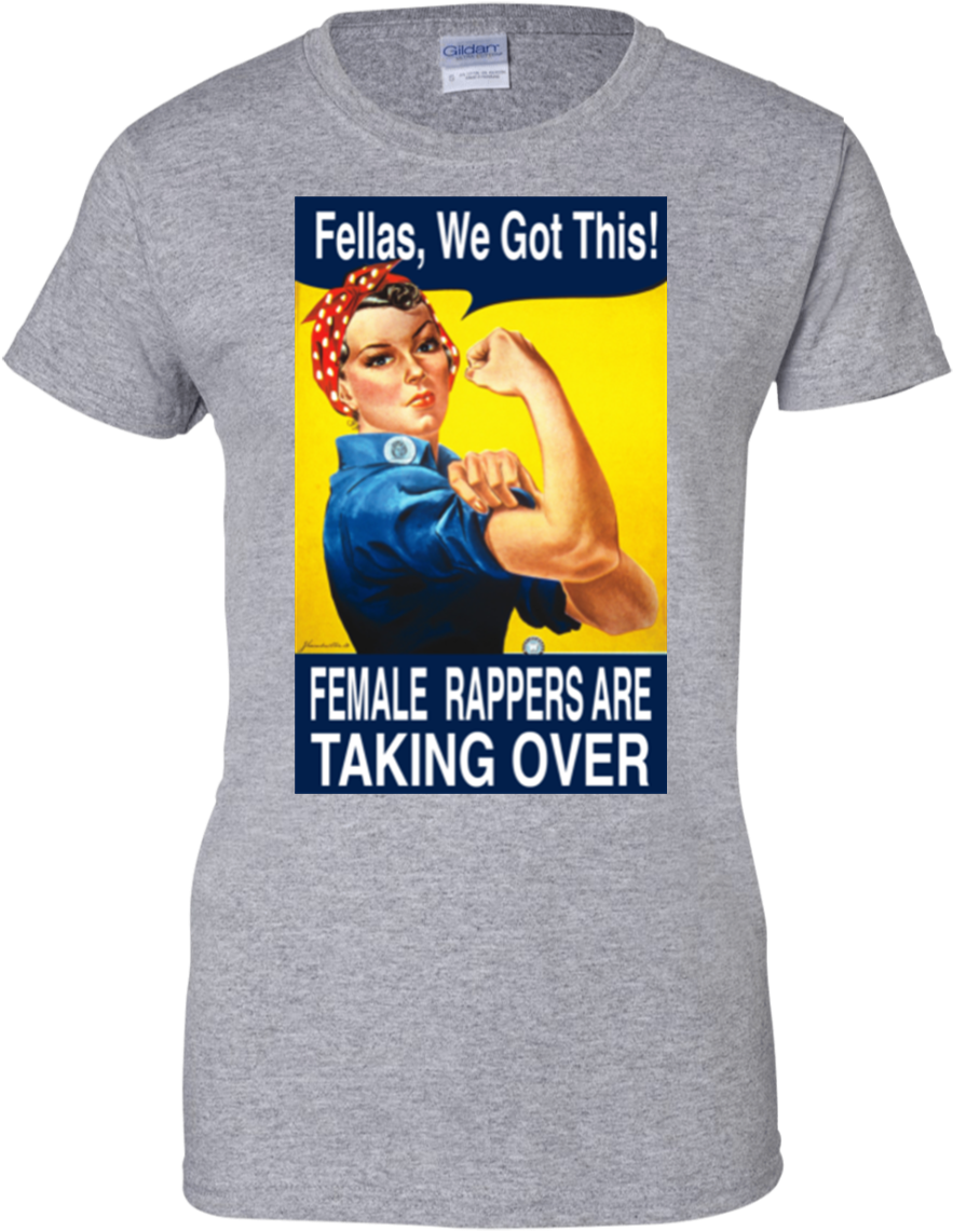 Female Rappers Are Taking Over Ladies' 100% Cotton - 90th Birthday For Nana, Rosie The Riveter Card (1155x1155), Png Download