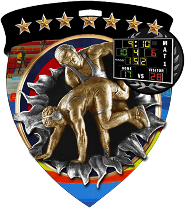 Color Burst Medal For Wrestling Events - 3" Color Shield Medallion Music (752x800), Png Download