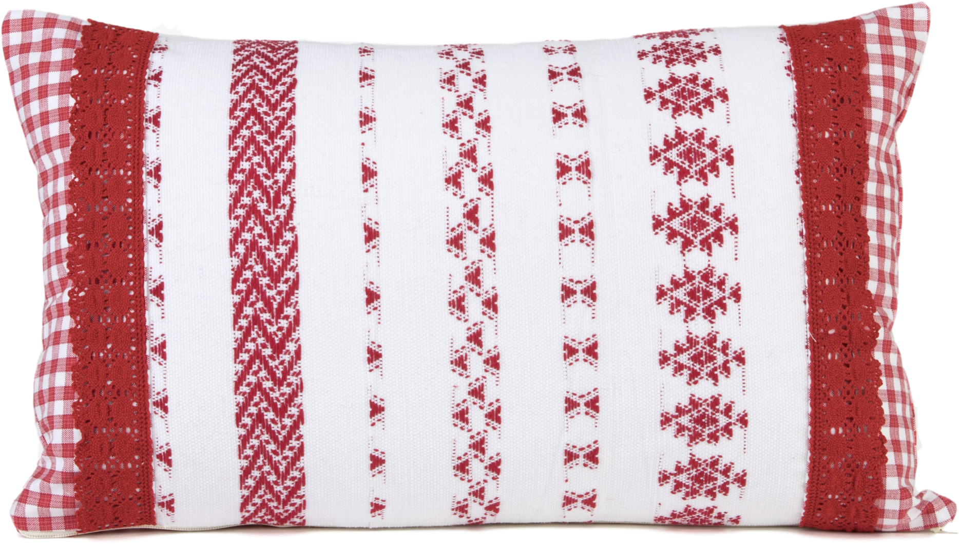"feliciano" Guatemalan Textile Pillow With Red Tape - Pillow (2048x1183), Png Download