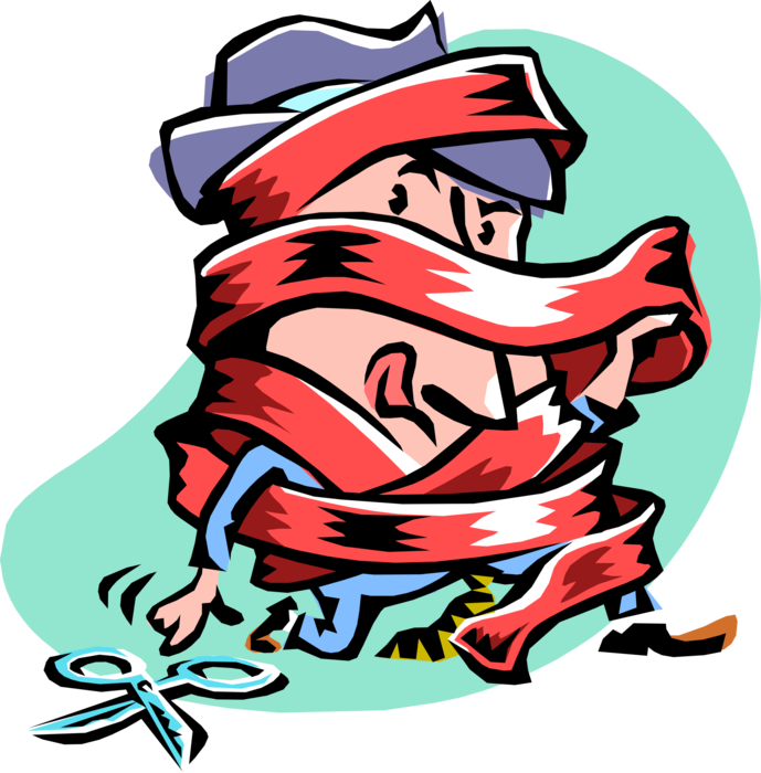 Vector Illustration Of Big-headed Businessman All Wrapped (689x700), Png Download